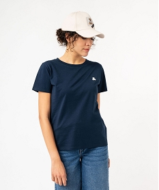 tee-shirt a manches courtes avec logo brode femme - lulucastagnette bleu t-shirts manches courtesJ783701_2