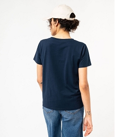 tee-shirt a manches courtes avec logo brode femme - lulucastagnette bleuJ783701_3
