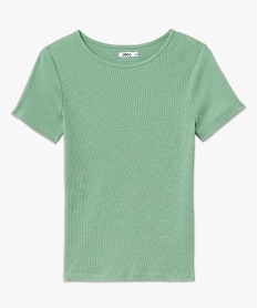 tee-shirt manches courtes en maille cotelee femme vert t-shirts manches courtesJ783801_4