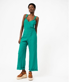 combinaison pantalon femme a bretelles contenant du lin vert combinaisons pantalonJ799201_1