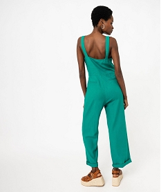 combinaison pantalon femme a bretelles contenant du lin vert combinaisons pantalonJ799201_3