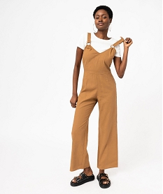 combinaison pantalon femme a bretelles contenant du lin orange combinaisons pantalonJ799301_1