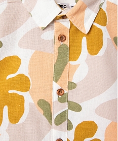 chemise a manches courtes en coton et lin bebe garcon beigeJ808901_3