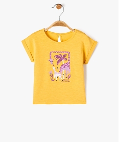 GEMO Tee-shirt à manches courtes avec motif jungle et paillettes bébé fille jaune standard