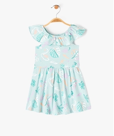 GEMO Robe à col volanté en jersey de coton bébé fille bleu standard