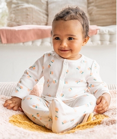 GEMO Pyjama dors-bien imprimé en coton fermeture devant bébé fille blanc chine