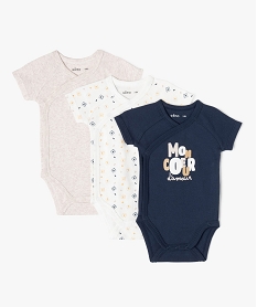 GEMO Body manches courtes fermeture croisée bébé (lot de 3) Bleu