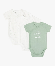 GEMO Body manches courtes fermeture croisée bébé (lot de 3) Vert