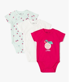 GEMO Body manches courtes ouverture devant bébé (lot de 3) rose standard