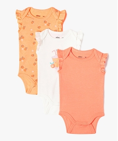 GEMO Bodies sans manches avec volants bébé fille (lot de 3) orange standard