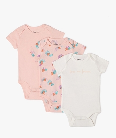 GEMO Bodies à manches courtes assortis bébé fille (lot de 3) Rose