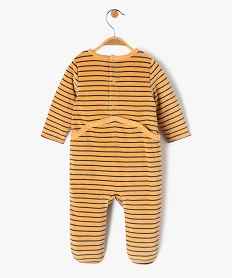 pyjama dors-bien en velours a rayures avec message bebe garcon brun pyjamas veloursJ861401_3