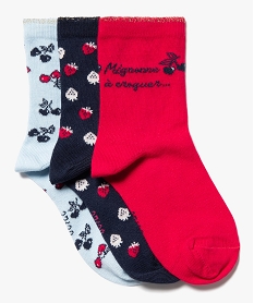 GEMO Chaussettes tige haute motif fruits fille (lot de 3) rouge standard