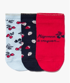 GEMO Chaussettes courtes à motif fruits et paillettes fille rouge standard