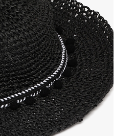 chapeau en paille forme capeline femme noir standard autres accessoiresJ877601_3