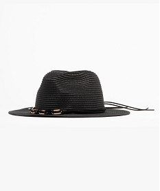 chapeau de paille forme fedora femme noir standardJ878001_1