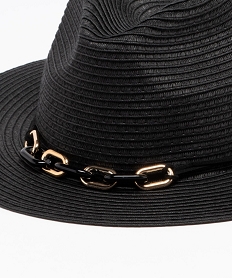 chapeau de paille forme fedora femme noir standardJ878001_2