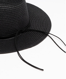 chapeau de paille forme fedora femme noir standardJ878001_3