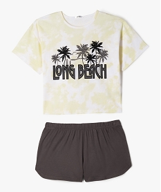 GEMO Pyjashort bicolore avec motif plage fille Jaune