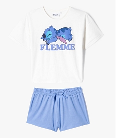 GEMO Pyjashort bicolore avec motif Stitch fille - Disney Blanc