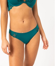 GEMO Culotte microfibre avec dos en dentelle femme Bleu