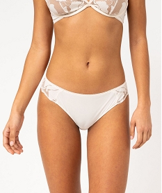 GEMO Culotte microfibre avec dos en dentelle femme Beige