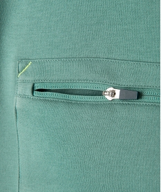 sweat a capuche bicolore avec poche zippee garcon vert sweatsJ936701_2