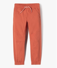 pantalon garcon en toile avec taille et chevilles elastiquees rougeJ941501_1