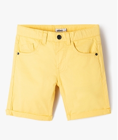 GEMO Bermuda garçon en coton twill uni à revers Jaune