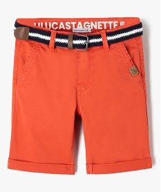 GEMO Bermuda chino avec ceinture tressée garçon - LuluCastagnette Rouge