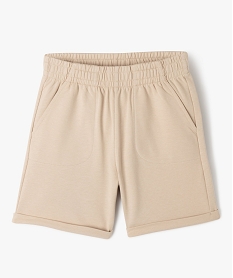 GEMO Short en maille légère avec revers garçon beige standard