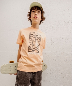 tee-shirt manches courtes imprime skate garcon orangeJ977201_2