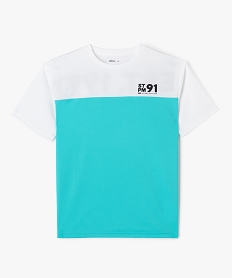 tee-shirt de sport bicolore a manches courtes garcon blancJ978801_1