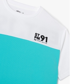 tee-shirt de sport bicolore a manches courtes garcon blancJ978801_2