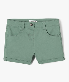 short en coton stretch avec revers fille vert shortsJ985401_1