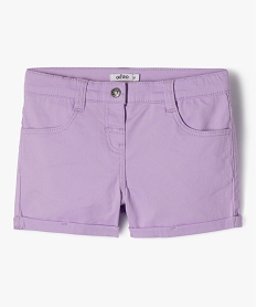 short en coton stretch avec revers fille violet shortsJ985501_1