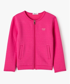 GEMO Sweat zippé à col rond avec motifs pailletés fille Rose