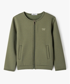 GEMO Sweat zippé à col rond avec motifs pailletés fille Vert