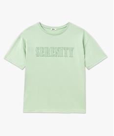tee-shirt a manches courte avec message brode femme vert t-shirts manches courtesK064201_4