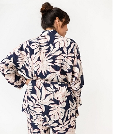 veste kimono ample en viscose fleurie femme grande taille blanc vestes et manteauxK081001_3