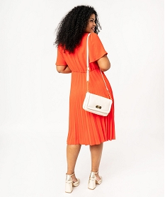 robe grande taille manches courtes fluide et plissee femme orangeK081501_3