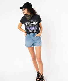 tee-shirt a manches courtes avec motif grunge femme grisK081901_1