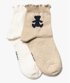 GEMO Chaussettes fantaisie à ourlet roulotté fille - LuluCastagnette (lot de 2) beige standard