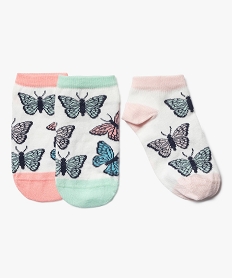 GEMO Chaussettes ultra coutes à motif papillons fille (lot de 3) rose standard