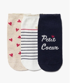 GEMO Chaussettes ultra coutes à motif cœurs fille (lot de 3) blanc standard