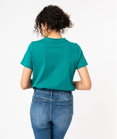 tee-shirt manches courtes en coton a message femme vert t-shirts manches courtesK091601_3