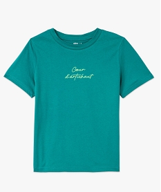 tee-shirt manches courtes en coton a message femme vert t-shirts manches courtesK091601_4