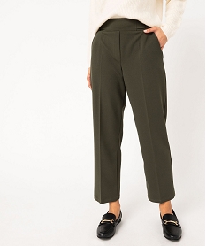 GEMO Pantalon 78ème à plis en maille fluide femme Vert