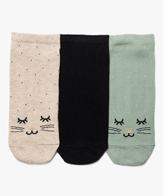 GEMO Chaussettes ultra courtes à motif femme (lot de 3) gris standard