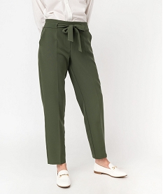 GEMO Pantalon de costume en toile fluide femme Vert